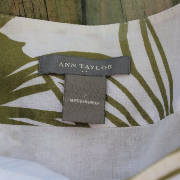 Ann Taylor A-Line White & Green Floral Skirt Size 2 - Picture 4 of 6